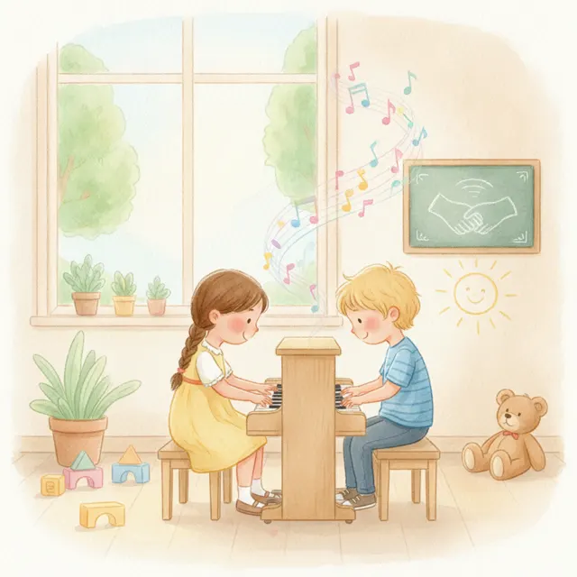 Two Hands, One Little Piano story for kids illustration