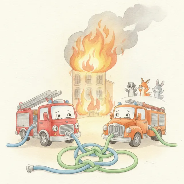 Two Hoses, One Team story for kids illustration