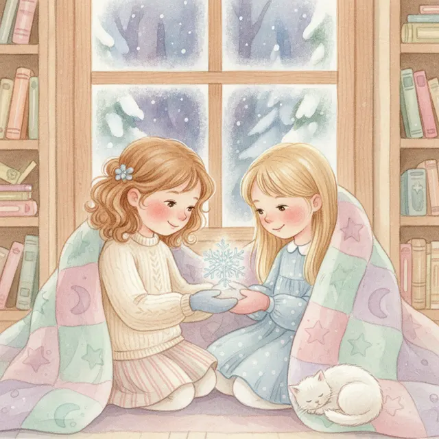 Two Sisters, One Snowflake story for kids illustration
