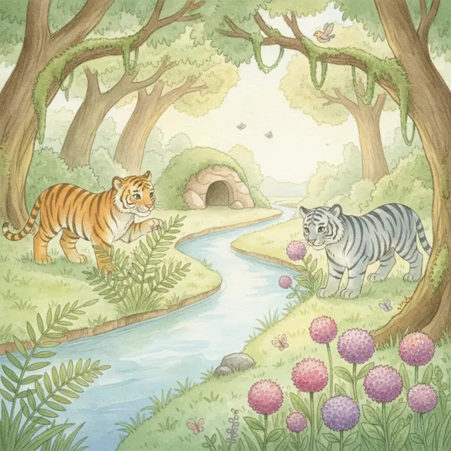 Two Tigers and One Territory story for kids illustration