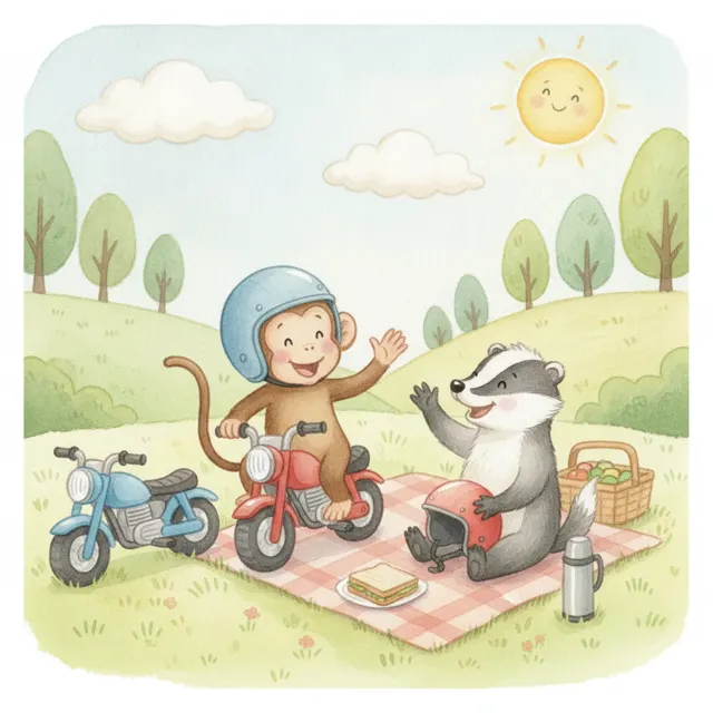 Two Wheels, One Helmet story for kids illustration