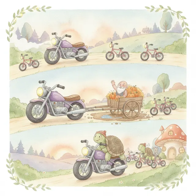 Two Wheels, One Kind Heart story for kids illustration