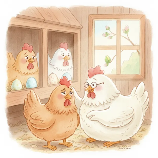 Waiting for the First Egg story for kids illustration