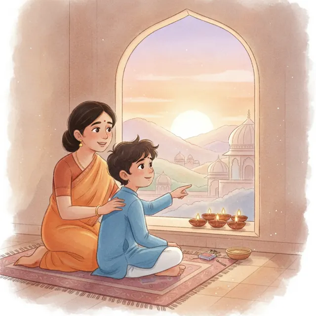Waiting for the Sun to Set story for kids illustration