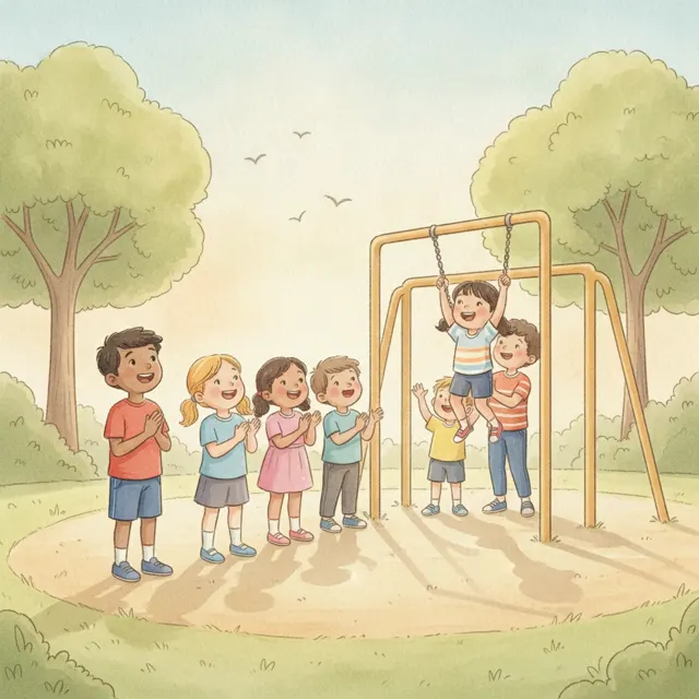Waiting Your Turn on the Bars story for kids illustration