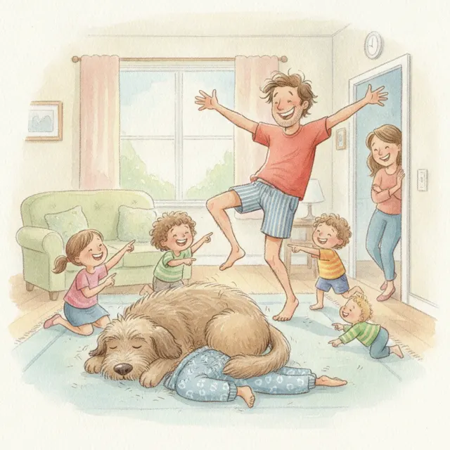 When Dad Lost His Pants story for kids illustration