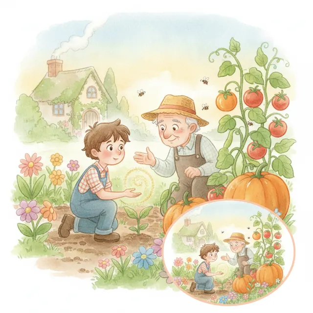 Why Grandpa's Garden is Magic story for kids illustration