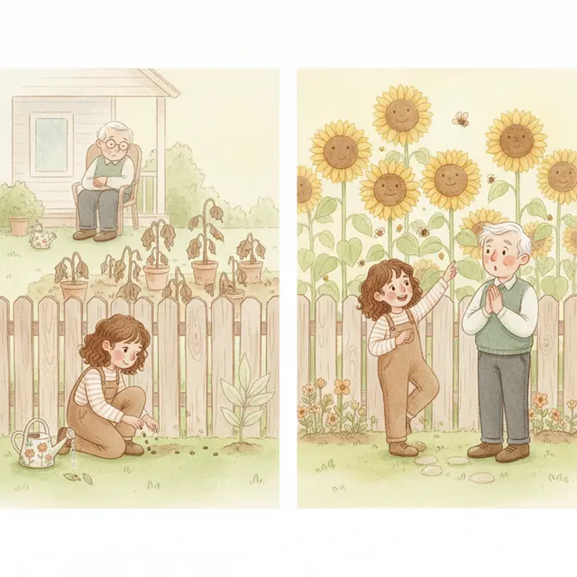 Willa's Sunflower Surprise story for kids illustration