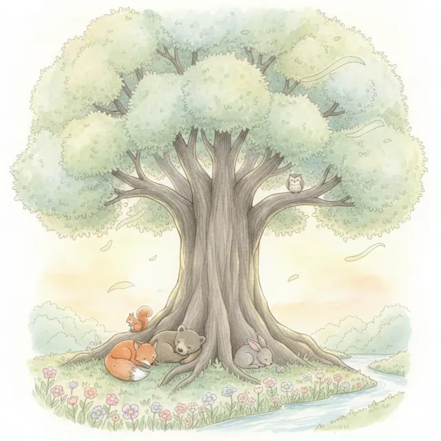 Yggdrasil's Quiet Morning story for kids illustration