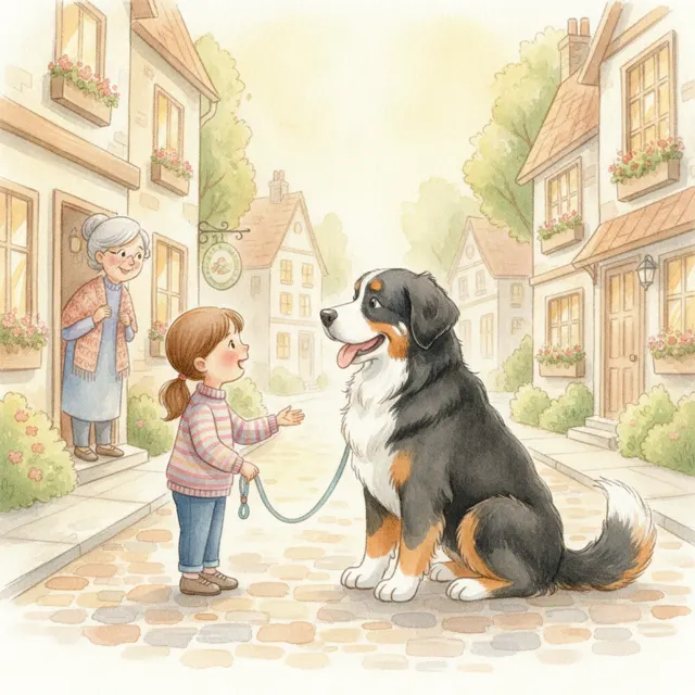 Zara Meets the Big Dog story for kids illustration