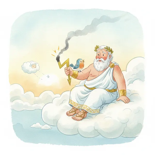 Zeus and the Little Bird story for kids illustration