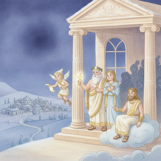Zeus and the Missing Sun story for kids illustration