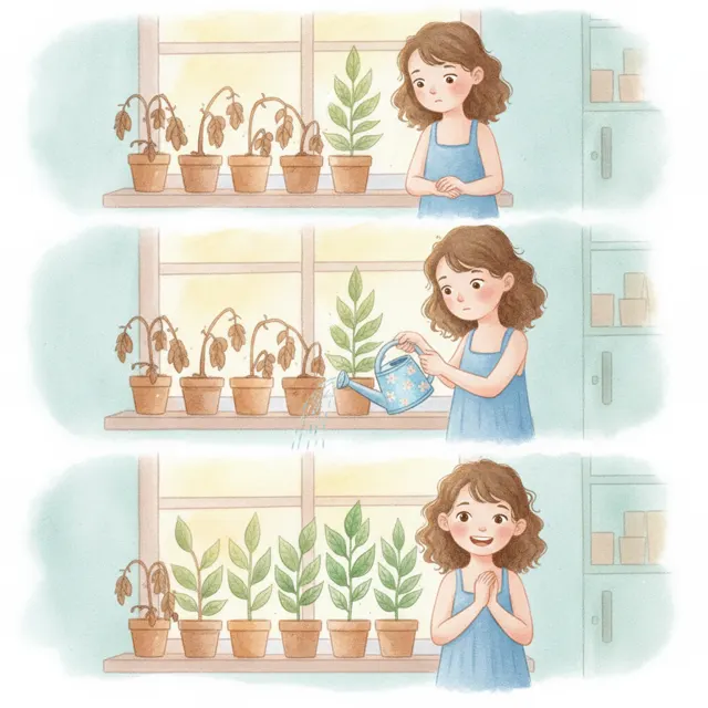 Zoe Waters the School Plants story for kids illustration